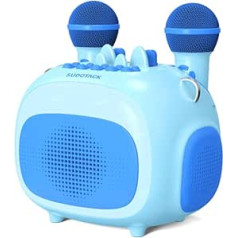 SUDOTACK mini karaoke mašīna bērniem, pārnēsājams Bluetooth karaoke skaļrunis KM100 ar 2 bezvadu mikrofoniem un LED gaismām mājas ballītēm, dzimšanas dienas dāvana meitenēm un zēniem (zils)