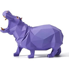 Amoy-Art Hippo skulptūra Nīlzirgs Figūras Māksla Statuja Dāvana Polisveķi Dzīvnieku dekors Violets 18 cm