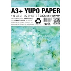 Pankkartes - Yupo papīrs A3-30 loksnes - A3+ - Yupo papīra spirta tintes - A3 Yupo papīrs - spirta tintes mākslas papīrs - māksliniekiem un gleznotājiem - 115gsm - 150mic - 320mm x 450mm - balts