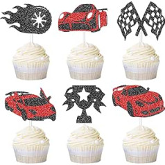 Racing Happy Birthday Cupcake Topper Glitter Racing Cupcake dekorēšana Personalizēti sacīkšu tēmu dzimšanas dienas ballīšu piederumi bērniem zēniem un vīriešiem