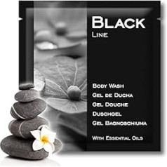 GPQ - Black Line dušas želeja, 400 vienības x 8 g, viesnīcas aprīkojums, ar ēteriskajām eļļām, bez parabēniem, viesnīcām, lauku mājām, dzīvokļiem, kruīza kuģiem, AirBnB, B&B u.c.