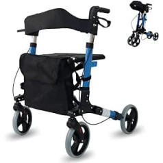 Mobiclinic®, Rollator, Gehhilfe, Handbremsen, Abnehmbare Tasche, Sitzfläche und Rückenlehne, Stockhalter, Höhenverstellbar, Rollator faltbar und leicht, 4 Räder, Blau, Trajano