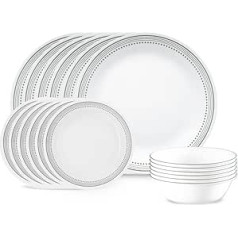 CORELLE 1134332 Serviss 6 personām, izturīgs pret šķembām, mistisks pelēks trauks, stikls