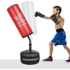 JAYEFO brīvi stāvošs boksa maisu komplekts bērniem, izturīgs, regulējams Muay Thai, MMA, boksam, kikboksam — droša un jautra cīņas mākslas spēle ar JAYEFO zīmola kvalitāti