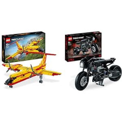 LEGO Technic 42152 Ugunsdzēsēju lidmašīnu ugunsdzēsēju brigādes gaisa kuģu rotaļlieta kā dāvanu ideja bērniem no 10 gadu vecuma un 42155 Technic Betmena BATCYCLE komplekts, motocikla rotaļlieta