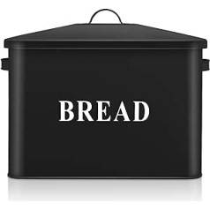 Herogo Black Bread Bin, Extra Large Metal Bread Box for Kitchen, Vintage Tall Bread Holder with Lid, Space Saving Bread Storage Container for Countertop, Holds 2 Loaves, 33 x 24.5 x 19 cm