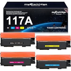 myCartridge SUPCOLOR Savietojams ar HP 117A toneri tonerim HP Color Laser MFP 179fnw tonerim HP Color Laser MFP 178nw 150nw toneris 117A W2070A W2071A W2072A W2073A 4 gab.