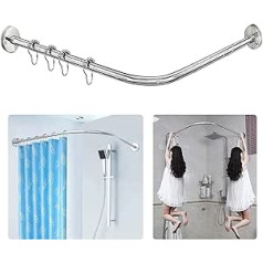 Sikaiqi Stretchable 304 Stainless Steel L Shape Bathroom Bathtub Corner Shower Curtain Rod (70-100cm x 70-100cm), Drill-Free Installation for Bathroom, Clothing Store, Private Room