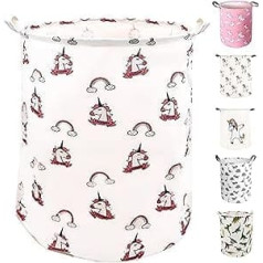 Laundry Basket Storage Basket - Perfect for Toys, Clothes, Office, Closet Organiser - Man, Woman, Boys and Girls Pink Unicorn and Rainbow