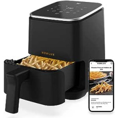 NEWLUX - Airfryer 2L Air Power V20 (1200W) with 8 Programmes and Touch LED Panel, Air Fryer 2L (up to 230℃) for 2 People, Easy to Clean and with Recipe App - PFOA Free | Black