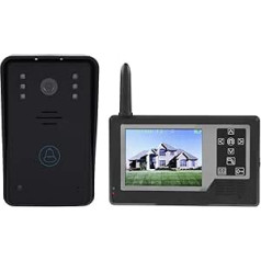 ASHATA video durvju domofons, 2,4 G durvju zvana domofonu sistēmas durvju domofonu sistēma ar 3,5 collu 1/2 monitoru, HD kameru bezvadu video durvju zvana video domofonu sistēma ar nakts redzamības EU (1 monitors)