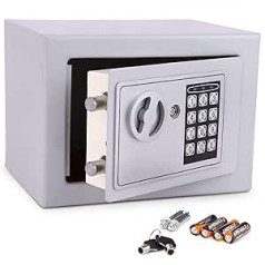 Coocheer Safe with Combination Lock, Digital Electronic Safe, Double Bolt Lock, Wall Safe, 23 x 17 x 17 cm, Furniture Safe, Fireproof, Grey