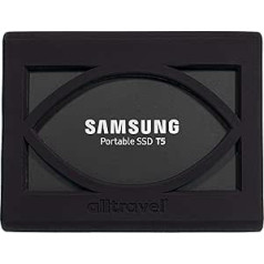 Alltravel ārējā cietvielu diska uzmava Samsung T5 portatīvajiem 250 GB 500 1 TB 2 SSD USB 3.0 diskdziņiem, īpaši spēcīgs buferis padara patiešām pārnēsājamu melnu kompaktu izmēru