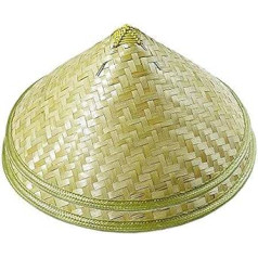 Zhou 2pcs Long Traditional Chinese Adult Oriental Garden Bucket Hat Rice Hat Beige, beige