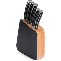 Gerlach Loft Knife Block Knife Set Kitchen Knife Set 5 Knives Made of Stainless Steel Beech Wood Kitchen Knife in Block Santoku Bread Knife Vegetable Knife Kitchen Utensils Kitchen Accessories