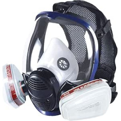 Prassia 18 in 1 Gas Mask, Full Face Mask with Filter, Industrial Dust Mask for Spray, Grinding, Respirator Mask Against Gases, Vapours, Particles, Painting Mask for Paint Spray, Graffiti