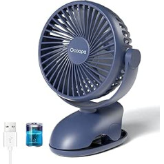 Ocoopa galda ventilatora piespraudes ratiņu ventilators ar 3600 mAh akumulatoru, kluss pārnēsājams mini USB ventilators, 360° rotācija, uzlādējams galda ventilators ar 3 ātrumiem automašīnai, birojam, kempingam