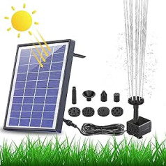 Aisitin 6.5 W Solar Fountain Built-in 1500 mAh Battery Upgraded Solar Pond Pump Water Pump Solar Floating Fountain Pump with 6 Fountain Styles for Garden, Bird Bath, Pond and Fish Container