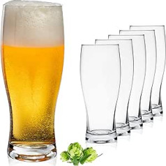 PLATINUX alus glāzes 500 ml (maks. 640 ml) Izgatavots no glāzes Komplekts no 6 alus glāzes Kviešu glāzes High Beer Glass 0,5 L