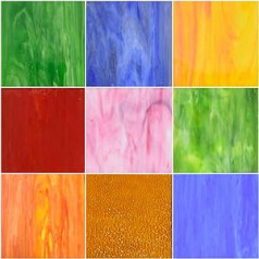 Wecrejoni 9 Sheets Assorted Stained Glass Sheets 6 x 6 Inch Cathedral Art Glass Assorted Textures Glass Panels for Stained Glass Projects Crafts (Mixed)