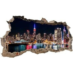 3D Wandtattoo Mauerloch Wandsticker Wandaufkleber Durchbruch Städte Landschaft Abenteuer selbstklebend H 60 x B 100 Schlafzimmer Wohnzimmer (WL06, Ņujorka)