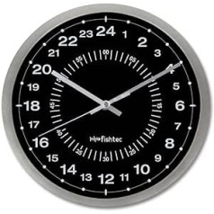 FISHTEC Wanduhr Modernes Design 24 Stunden-Anzeige - Ultra präzise Zeit Gut lesbar : Minuten-Zifferblatt - Für Küche, Büro, Wohnzimmer, Schlafzimmer - 30 cm - Grau & Schwarz