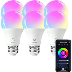 Woox 6 Pack Alexa 10W WiFi LED Smart Bulb E27 Compatible with Alexa Google Home 2700K-6500K RGB Bulbs Dimmable