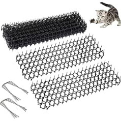 12pcs 40 x 20 cm Cat Repellent Mat Thorn Grid Against Cats Cat Mat with Spikes Cat Repellent Mat with Spikes Gardening Plastic Cat Mat Pegs Pet Deterrent Mat for Wild Animals