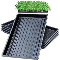 LANPEW Pack of 10 Propagation Trays without Drainage Holes 50 x 25 cm Perfect Garden Seed Propagation Trays for Seedlings Indoor Gardening, Micro Green Wheatgrass Hydroponics (Black 10 Pack)