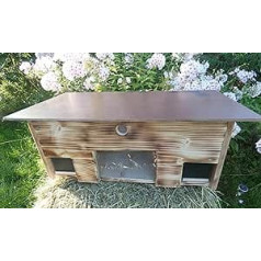 Ezīšu barotava ar novērošanas logu 80 cm x 40 cm x 32 cm Hedgehog Hotel 18 mm masīvkoka laikapstākļiem izturīga labirinta ieeja Easytouch žurkas atlokā (ar liesmu, ar novērošanas logu un pamatni)