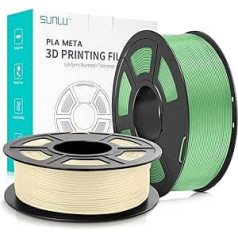 SUNLU Meta PLA pavediens 1,75 mm, kārtīgi uztīts PLA meta pavediens, stingrība, labāka šķidrums, ātra drukāšana 3D printeriem, izmēru precizitāte +/- 0,02 mm, 2 kg (4,4 mārciņas), krēmbalts + ābolu zaļš