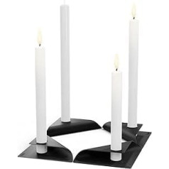 höfats - Square Candle - Stainless Steel Candle Holder for Taper Candle 20-24 mm - Candle Holder in Black - 17 x 9 x 2.5 cm - Set of 4