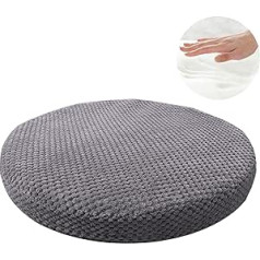 Big Hippo Memory Foam sēdekļa spilvens, apaļš, mīksts, neslīdošs sēdekļa spilvens ar noņemamu spilvena pārvalku, 40 x 40 cm krēsla spilvens lielākajai daļai krēslu - pelēks