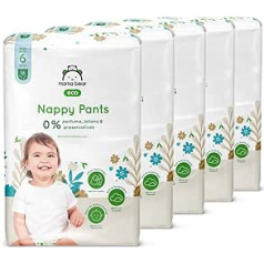 Amazon Brand - Mama Bear Eco Nappies Pants - Size 6 (16+kg) - White, 90 Count (5 Packs of 19)