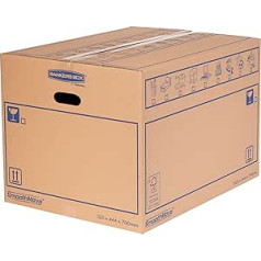 15 Bankers Box īpaši lielas, spēcīgas pārvietošanas kastes - 100 litru SmoothMove kartona kastes - Lieljaudas dubultsienu pārvietošanas kastes ar rokturiem - 33 x 44 x 70 cm (15 iepakojumā) - brūns