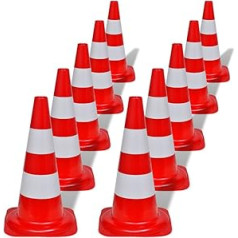 Lechnical 10 x Traffic Cones Safety Cone Marking Cones Cones Traffic Cones Reflective Pylons Red and White Reflective 50 cm