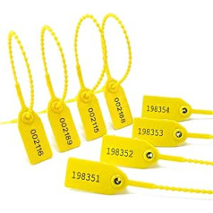 WUBAO (R) Plastic Tamper Proof Fire Extinguisher Labels Tear Off Numbered Plastic 250mm 1000 Yellow