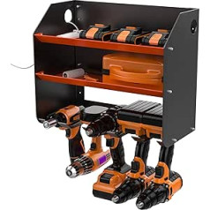 TNINE Power Tool Organizer Wall Mount Heavy Duty Tool Rack with 5 Drill Slots Garage Drill Storage Utility Storage Rack for Cordless Drills