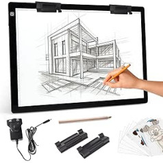 A2 Light Box for Tracing - Diamond Painting Light Board with 12V 2A Adapter, 2 Multifunctional Clips, Ultra Thin Continuous Brightness Light Pad, Drawing Light Box for Diamond Painting, Sketching