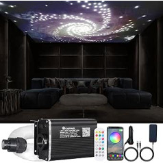 Twinkle Fiber Optic Lights Star Roof nojumes komplekts, viedā lietotne/tālvadības pults/ar skaņu aktivizēts RGBW LED ģenerators, 450 gab., 3 m (0,75 mm + 1,0 mm) jauktas šķiedras pavedieni mājas griestu apgaismojumam