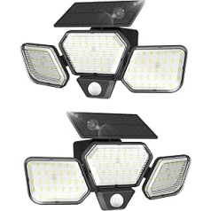 Linkind Solar Outdoor Light with Motion Sensor 6500 K Daylight 108 LEDs Spilgts 1600 lm LED saules āra sienas lampa 270° stara leņķis / IP65 ūdensizturīgs saules gaismas lukturis sienai, verandai, celiņam, 2 iepakojumā