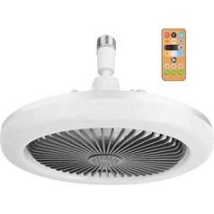 E27 griestu ventilatora gaisma, E27 vītnes iekapsulēts neliels griestu ventilators ar spuldzes tālvadības pulti, regulējams taimeris 3000K-6500K aptumšojams LED, garāžas skapja virtuvei