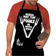 Cuocini Funny Apron for Men - Durable & Comfortable BBQ Apron - BBQ Apron with 3 Large Pockets - Once You Put Your Meat in - Father's Day Birthday Gift, black