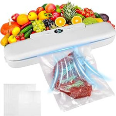 Vusddy Vacuum Sealer — Profesionāls plēves blīvētājs ar 10 vakuuma maisiņiem — Blīvēšanas mašīna Vakuuma iekārta Sous Vide, sausai un mitrai pārtikai — pagarināts glabāšanas laiks un svaigums