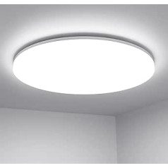 LE 24 W LED griestu lampa diametrs 28 cm, IP54 ūdensizturīga vannas istabas lampa, 5000 K LED griestu gaisma, 2400 lm lampas, ideāli piemērota vannas istabai, balkonam, gaitenī, virtuvē, viesistabā, noliktavas telpā, vēsi baltā