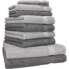 10 Piece Towel Set PREMIUM anthracite & silver-grey, quality 470g/m², 2 bath towels 70 x 140 cm, 4 hand towels 100 x 50 cm, 2 guest towel 30 x 50 cm, 2 wash mitts 16 x 21 cm by Betz