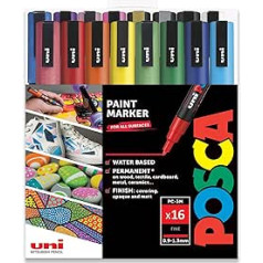 Posca PC-3M Paint Marker Art pildspalvas - 0,9-1,3 mm - sākuma komplekts ar 16 pildspalvām dāvanu kastītēs