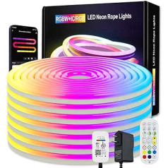 CheDux Neon Strip Lights 5 m, RGB LED Neon Strip with Remote via App, IP67 Waterproof, Works with Alexa and Google, DIY Function, Music Sync, Light Strip for Living Room, Bedroom, Wall Decoration