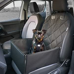 AHUKU, Dog Car Seat with Safety Belt and Durable Padded Sides Waterproof for Small to Medium Dogs and Puppies