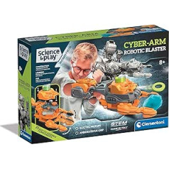 Clementoni 75086 Science & Play Cyber Blaster Arm Robot Cimds šaušana mīkstajiem diskiem Zinātniskās rotaļlietas eksperimentu komplekts 8 gadu vecumam angļu versija, ražota Itālijā